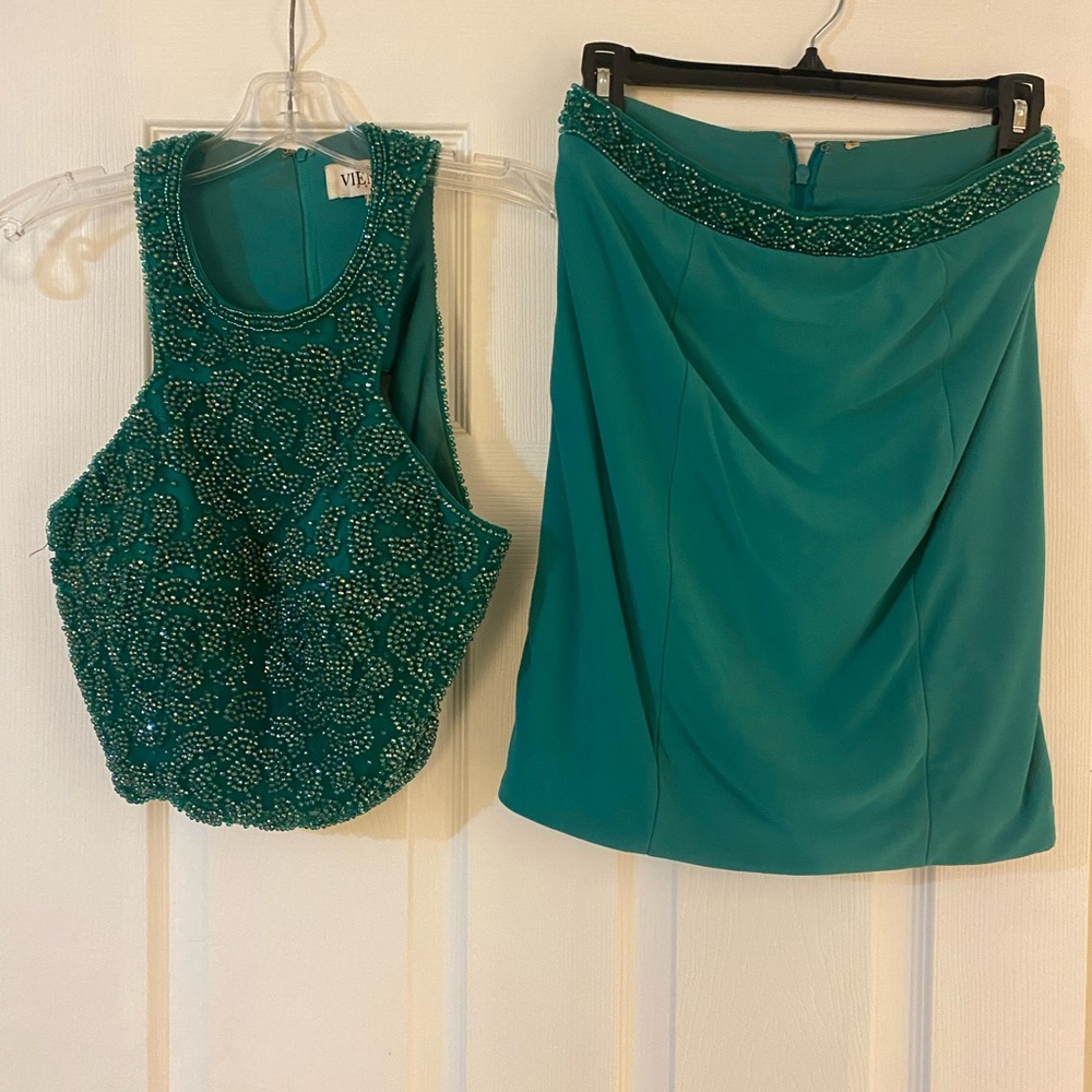 Vienna green beaded cocktail dress size 6 taken in as size 2